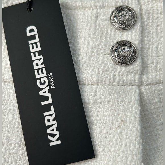 Karl Lagerfeld Paris Textured Suiting Shorts Silver Buttons Women’s Size 16 NWT - Picture 10 of 16